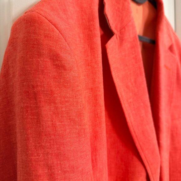 Alan Flusser Coral Linen Blazer Sport Coat Size 46R - Picture 5 of 8